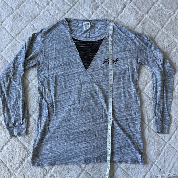 Victoria's Secret PINK | *FLAWED* Heather Gray Campus Mesh Crew Tee | Size Small - Picture 9 of 9
